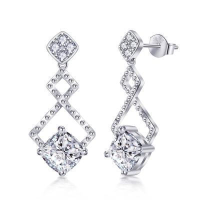 China CLASSIC BOJOR 14K White Gold Plated Stud Earrings 5A Zircon Dangle Fine Stud Earrings For Women for sale