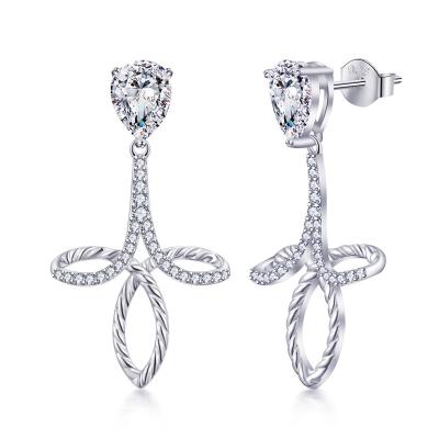 China CLASSIC BOJOR 14K White Gold Plated Cross Stud Earrings 5A Zircon Dangle Fine Stud Earrings For Women for sale