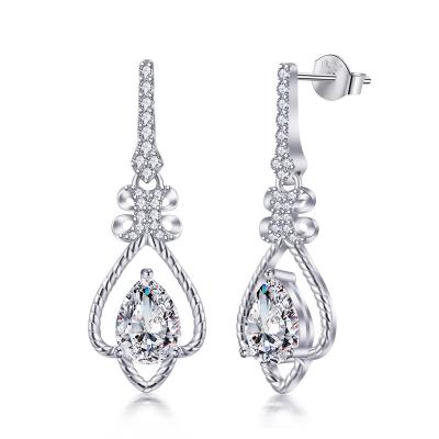 China CLASSIC BOJOR 14K White Gold Plated Teardrop Stud Earrings 5A Zircon Dangle Earrings Butterfly Earrings For Women for sale