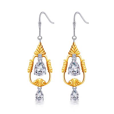 China CLASSIC Zircon 5A Drop Earrings 14K White And Yellow Gold Plated Hypoallergenic Boho Hook Drop Earrings For Women for sale