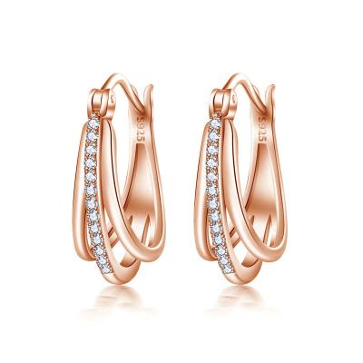 China BOJOR Luxury Gold Plated Jewelry 925 Sterling Silver Cubic Zirconia Hoop Earrings For Women Girls Mom for sale