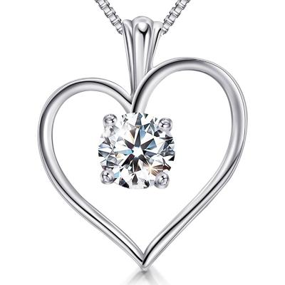 China CLASSIC 14K White Gold Plated Heart Cubic Zirconia 5A Pendant Necklaces For Women Gifts Jewelry for sale