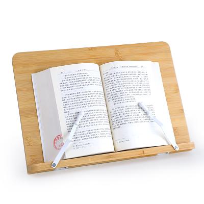 China Adjustable Large Size Reading Bamboo Book Holder Stand Cookbook Stand Document Rack Rest for Kitchen for sale