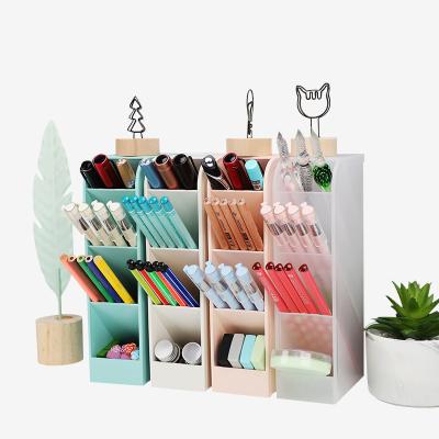 China Portable Plastic Large Capacity Stored Creative Plastic Pen Storage Holder School Office Supplies Desk Organizer Pen Holder for sale