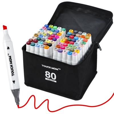 China NO Alcohol Factory Hot Sale Custom Tip Art Drawing Student Office Marker Double Pens With Bag for sale