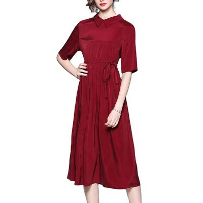 China New summer women's wine red loose party anti-static high-end skirt temperament long drape silk dress wholesale casual women's clothing for sale