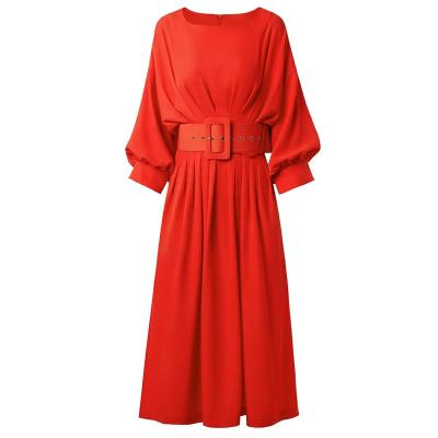 China New Design 2022 Lady Ggoddess Fan Lantern Sleeve Sense Springs Large Size Anti-static Dress High-end Dress for sale