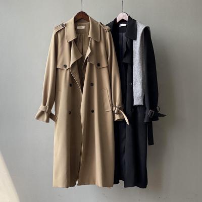 China 2021 autumn style fashion waterproof Korean temperament long European and American casual anorak women's new loosely drape waist coat for sale