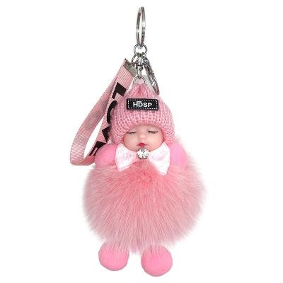 China Cute Cute Fox Hair Plush Sleeping Doll Fox Fur Bag Ornaments Car Accessories Key Chain for sale