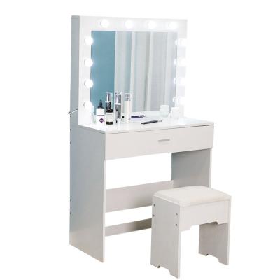 China Modern Hot Sale Vanity Table Set(Other) Adjustable Bedroom Dresser Saving Cabinet Dressing Table With LED Mirror for sale