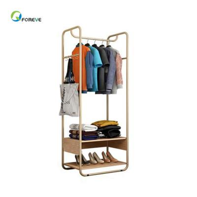 China Wholesale Wardrobe Clothes Rack Simple Modern Type Multifunctional Coat Hanger Floor Rack for sale