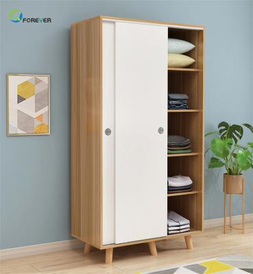 China Simple Nordic solid wood wardrobe solid wood storage cabinet with sliding door for sale