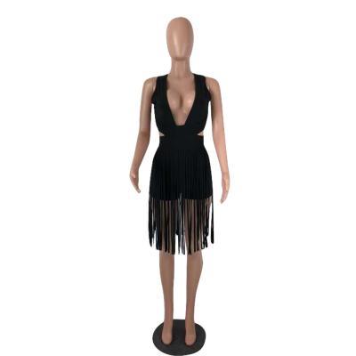 China JM033 Anti-wrinkle fashion tassel bodycon romper dance short jumpsuit one-piece night overalls for sale