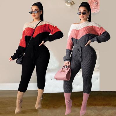 China 2021 Winter Anti-wrinkle LL032 Collection Women's Sweater Set Casual Two Piece Pullover Sweater for sale