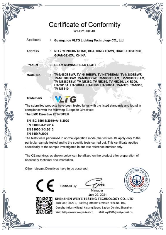 EMC - Guangzhou VLTG Lighting Technology Co., Ltd.