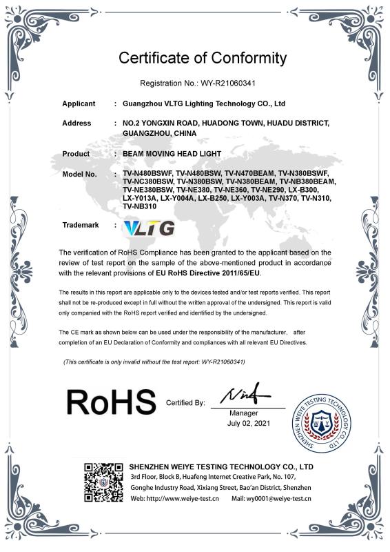 RoHS - Guangzhou VLTG Lighting Technology Co., Ltd.