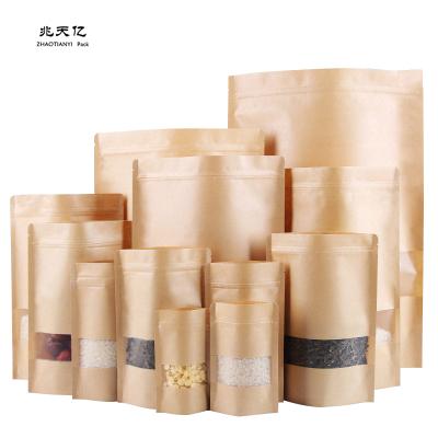 China Hot Sale Moisture Proof Frosted Kraft Paper Ziplock Bags Packaging Stand Up Bag Sealed Pouch For Tea And Dried Fruit Food for sale