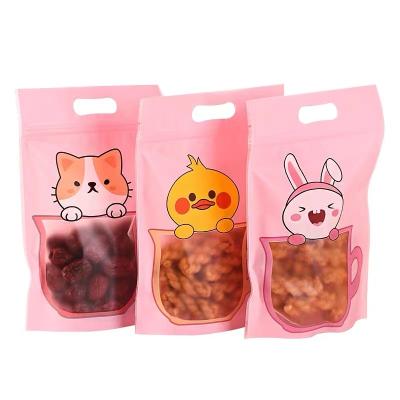 China Food Grade Moisture Proof Reusable Seal Stand Up Bag Portable Zipper Bag With Handle for sale