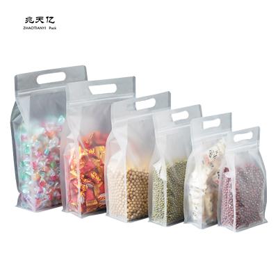 China Transparent Eight Side Seal Moisture Proof Frosted Comic Bag With Zipper Portable Packaging Bag For Food Plastic Bag Dried Fruit Candy for sale