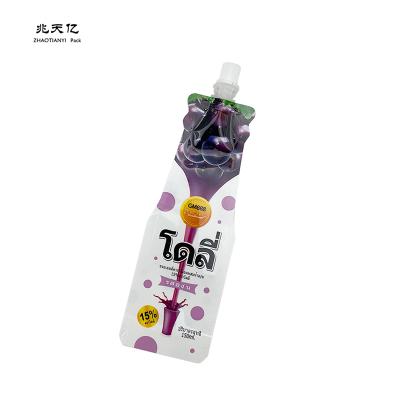 China Recyclable Grape Juice Packaging Bag Injection Stand Up Pouch Custom Printing Spout Package for sale