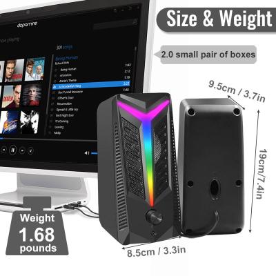 China Play Video Computer Game RGB Light Speaker With Stereo Sound USB Led Light Speaker For Desktop PC for sale