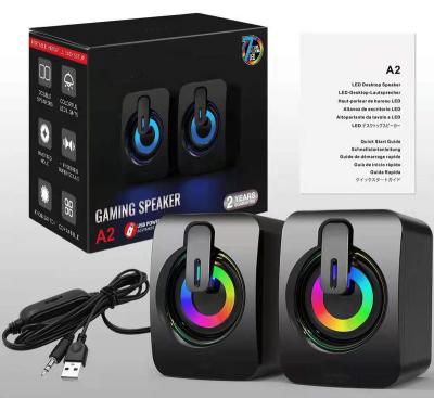 China Mini System Cheap Factory Price Wired RGB Gaming Speakers For Computer Laptop Desk , 2.0 Channel Stereo PC Speakers for sale