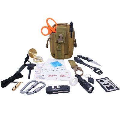 China Portable Survival Tools 25 In 1 Multifunctional Rescue Gear Molle Pouch Emergency Survival Kit With Medical Scissors for sale