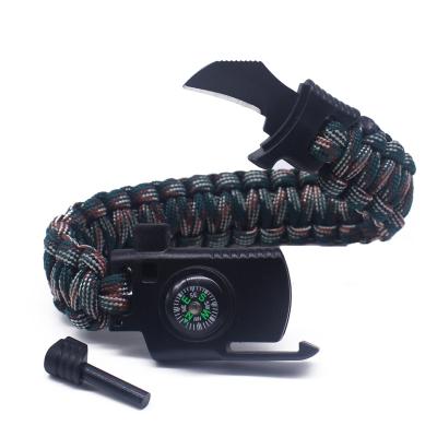 China Multifunctional Tools for Compass Knife Wholesale Custom Logo Outdoor Survival Paracord Bracelet Survival Maker with Fire Starter for sale