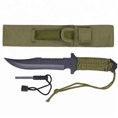 China Portable Survival Tools Paracord Tanto Knife With Fire Starter And Lanyard For Sale for sale