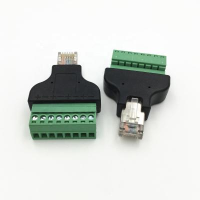 China Electrical Appliances RJ45 8-Pin Male To CAT5 8-Pin Terminal Block Adapter For Fast Easy Ethernet Connection for sale