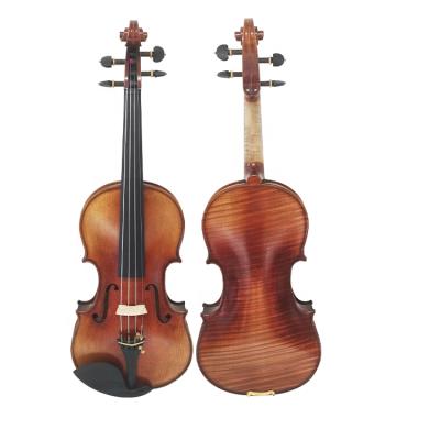 China Handmade Brown Violin 4/4 3/4 Antique Style Flamed Maple Oil Varnish High Quality Solid Flawless for sale