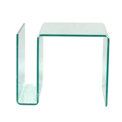 China Bent Glass Coffee Table Fancy Bent Glass Top Coffee Friendly Perspex Modern Design Environment Side End Table for sale