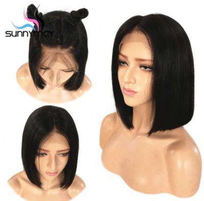 China Fashional Straight Virgin Lace Front Wig Brazilian Baby Hair Human Hair Short Bob Lace Front Wig With Style for sale