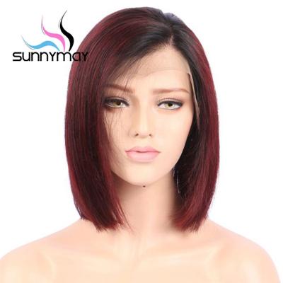 China Sunnymay Silky Straight Wave Short Bob 1B 99J Pre Plucked Full Lace Hair Wigs With Baby Hair for sale