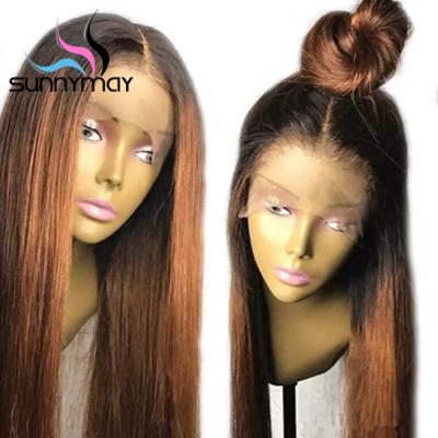 China Sunnymay T1b/30 Swiss Lace Straight Lace Front Wigs With Dark Roots Glueless Human Hair Wigs Remy Hair Pre Plucked for sale