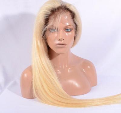 China Straight Ombre 1B Lace Wigs 613 Raw Brazilian Dark Blonde 100% Full Hair Roots Lace Wigs For Black Women for sale