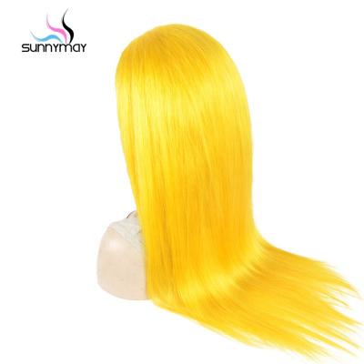 China Spring Blossom Wave Straight Lace Wig Yellow Human Hair Full Lace Wig Virgin Brazilian Silky Straight Full Hair Wig for sale