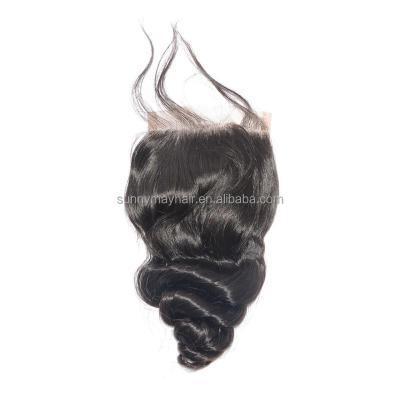 China HD Loose Wave Lace Closure High Quality Loose Wave Lace Closure Bleached Knots for sale