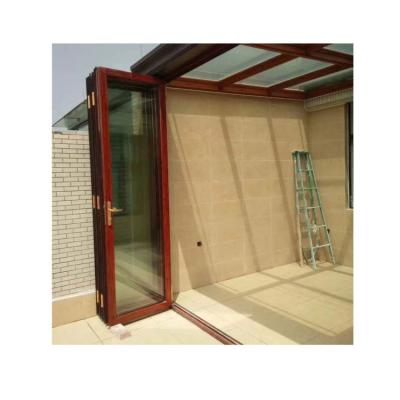 China Exterior Modern Aluminum Glass Patio Bifold Doors Double Glazing Sliding Door Security Aluminum Door for sale