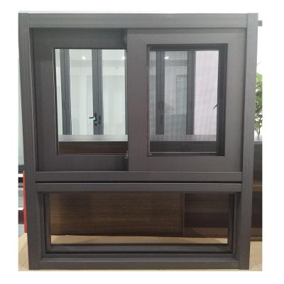 China QISHU's Double Sliding Tempered Glazed 3 Tracks Sliding Windows 304 King Kong Aluminum Net for sale