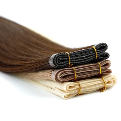 China Remy Unprocessed Cuticle Aligned Raw Double Weft Flat Drawn Human Hair Seamless Wefted Skin Wefted PU Skin Weft Hair Extensions for sale