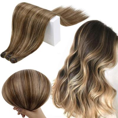 China Straight Hair Ombre Weft,Double Drawn Russian Remy Hair Weave,Natural Wave Ombre Machine Hair Weaving Remy Russian Blonde Hair Extensions for sale