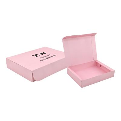 China Recyclable High Quality Custom Logo Pink Color Folding Packaging Gift Box For High End Apparel Packaging for sale