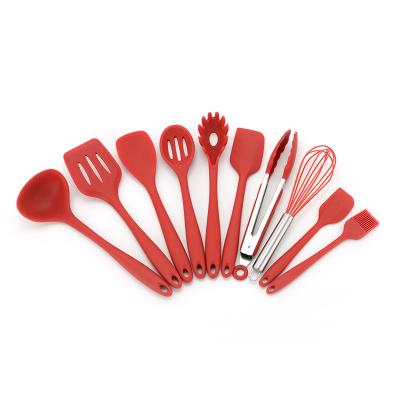 China Sustainable Food Grade Silicon Baking Spatula Cooking Tool Utensilios Accesorios De Cocina 10 Pcs Silicone Utensil Set for sale