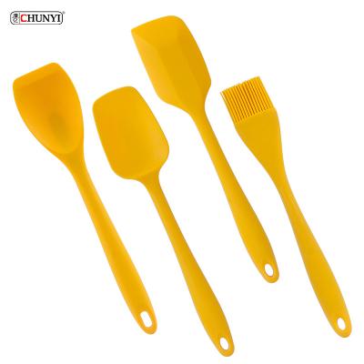 China Viable Kitchen Tool BBQ Baking Scraper Brush 4 Piece Non-Stick Silicone Spatula Set for sale