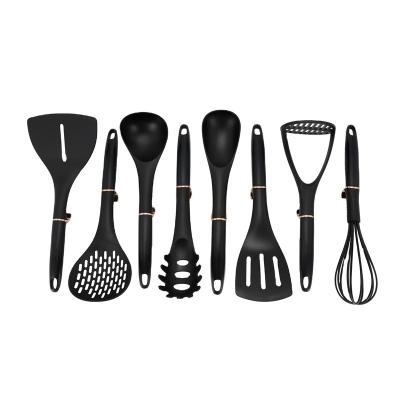 China New Design Sustainable Ergonomic Rose Gold Holder Hook Nylon Kitchen Utensil Set for sale