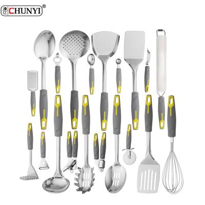 China Sustainable 2022 New Design Stainless Steel Kitchen Utensils Set Heat Resistant Home And Kitchen Cooking Tool for sale