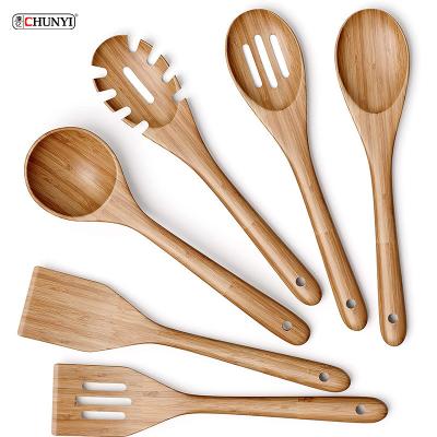 China Sustainable Wholesale Kitchen Cooking Tool Kitchen Accessories Set Bamboo Wood Utensil for sale