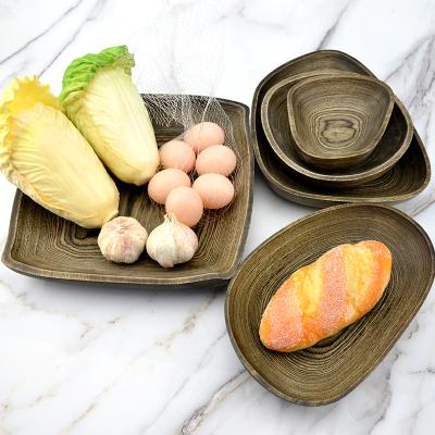 China Wholesale Sustainable Serving Tray Dish Wooden Tray Plate Cake Bread Wooden Tray for sale