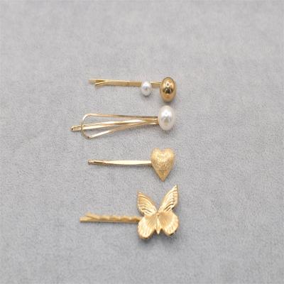 China Sweet Side Clip Set Rose Love Pearl Bang Simple Geometric Decoration RedWillow Hairpin Clip for sale